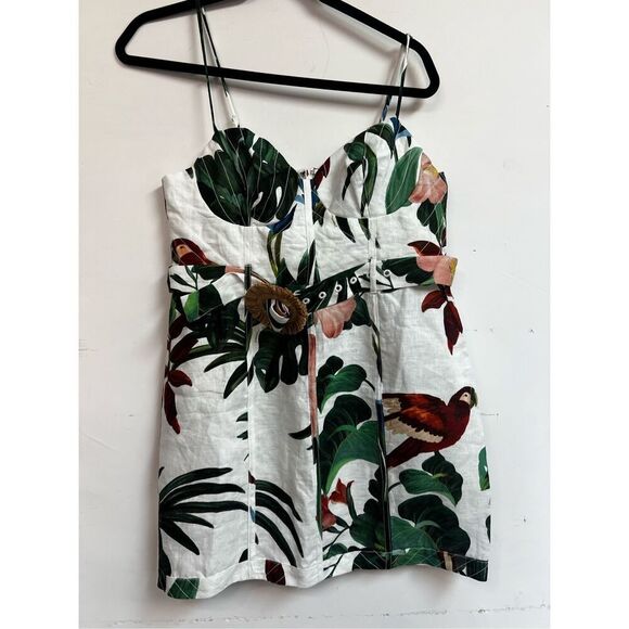 Farm Rio Women's Floral Midnight Macaw Fiesta Mini Dress Multicolor Large NWOT - Picture 9 of 14